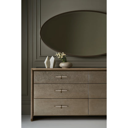 Hang Up Dresser by Caracole in dry martini, winter frost, brushed gold. Made from asian hardwood, koto in a modern style.