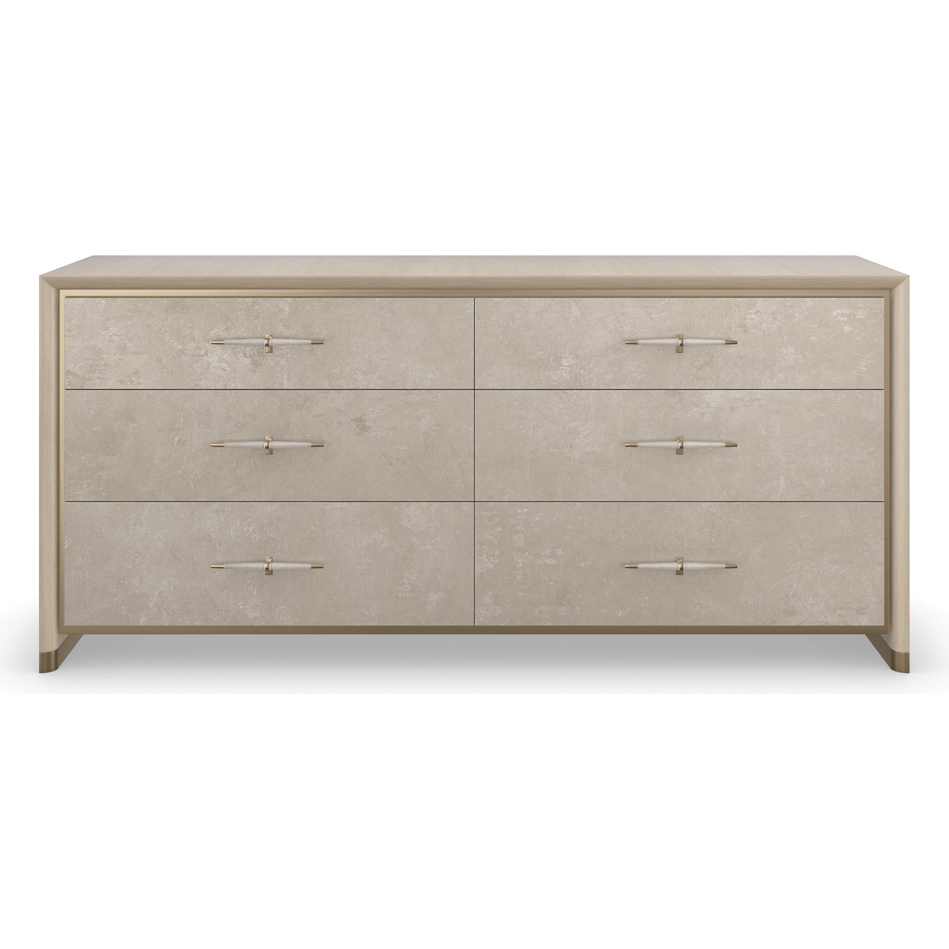 Hang Up Dresser by Caracole in dry martini, winter frost, brushed gold. Made from asian hardwood, koto in a modern style.
