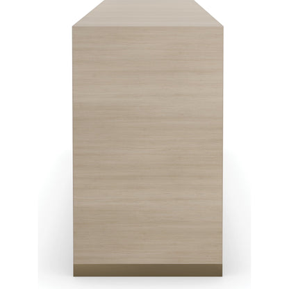 Hang Up Dresser by Caracole in dry martini, winter frost, brushed gold. Made from asian hardwood, koto in a modern style.