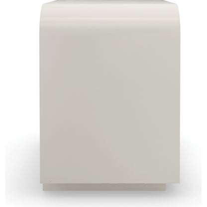 Quarry Nightstand by Caracole in almond milk. Made from poplar, stone in a modern style.