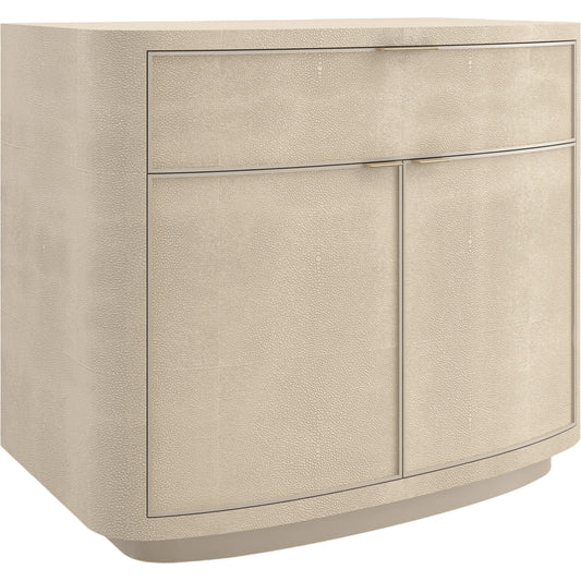 Simply Perfect Nightstand by Caracole in ivory painted faux shagreen. Made from poplar, new zealand pine in a modern style.
