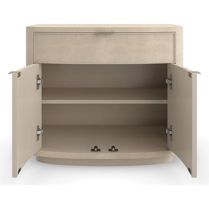 Simply Perfect Nightstand by Caracole in ivory painted faux shagreen. Made from poplar, new zealand pine in a modern style.