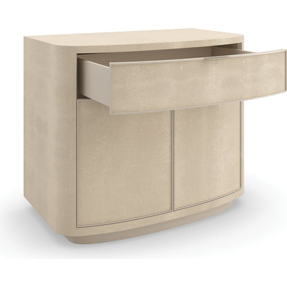 Simply Perfect Nightstand by Caracole in ivory painted faux shagreen. Made from poplar, new zealand pine in a modern style.