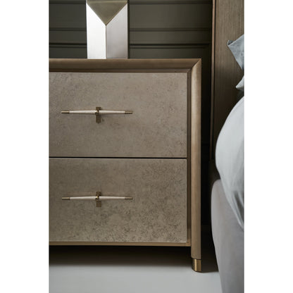 Hang Up Small Nightstand by Caracole in dry martini, winter frost, brushed gold. Made from asian hardwood, koto in a modern style.