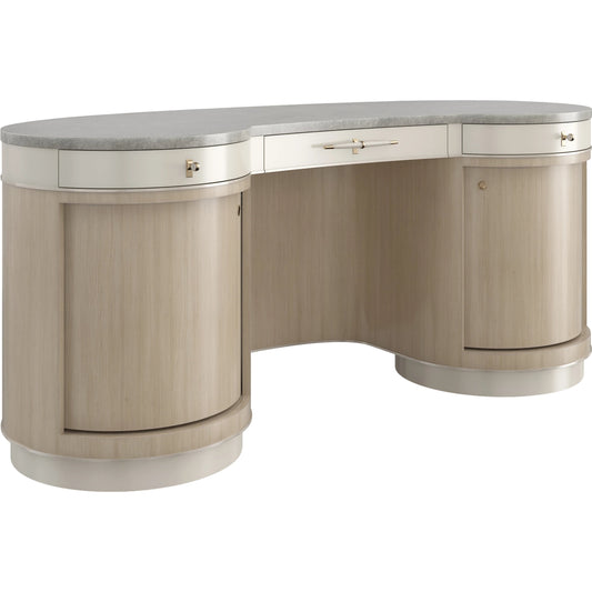 Vanity Fair by Caracole in dry martini, cloud, charcoal leaf, brushed gold. Made from poplar, marble, koto in a modern style.