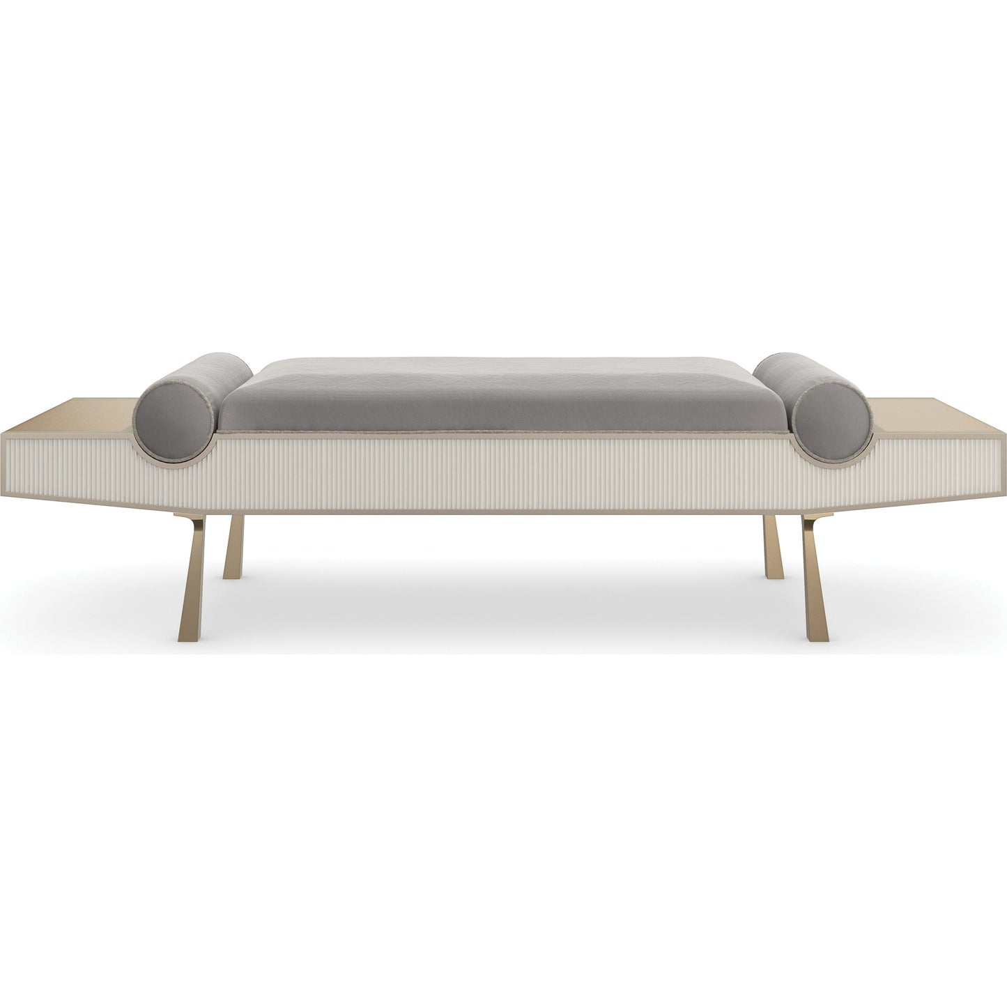 002 SI-2095919 | Additional Silo | Roll Play Bench by Caracole in almond milk, champagne pearl, brushed gold. Made from poplar in a modern style.