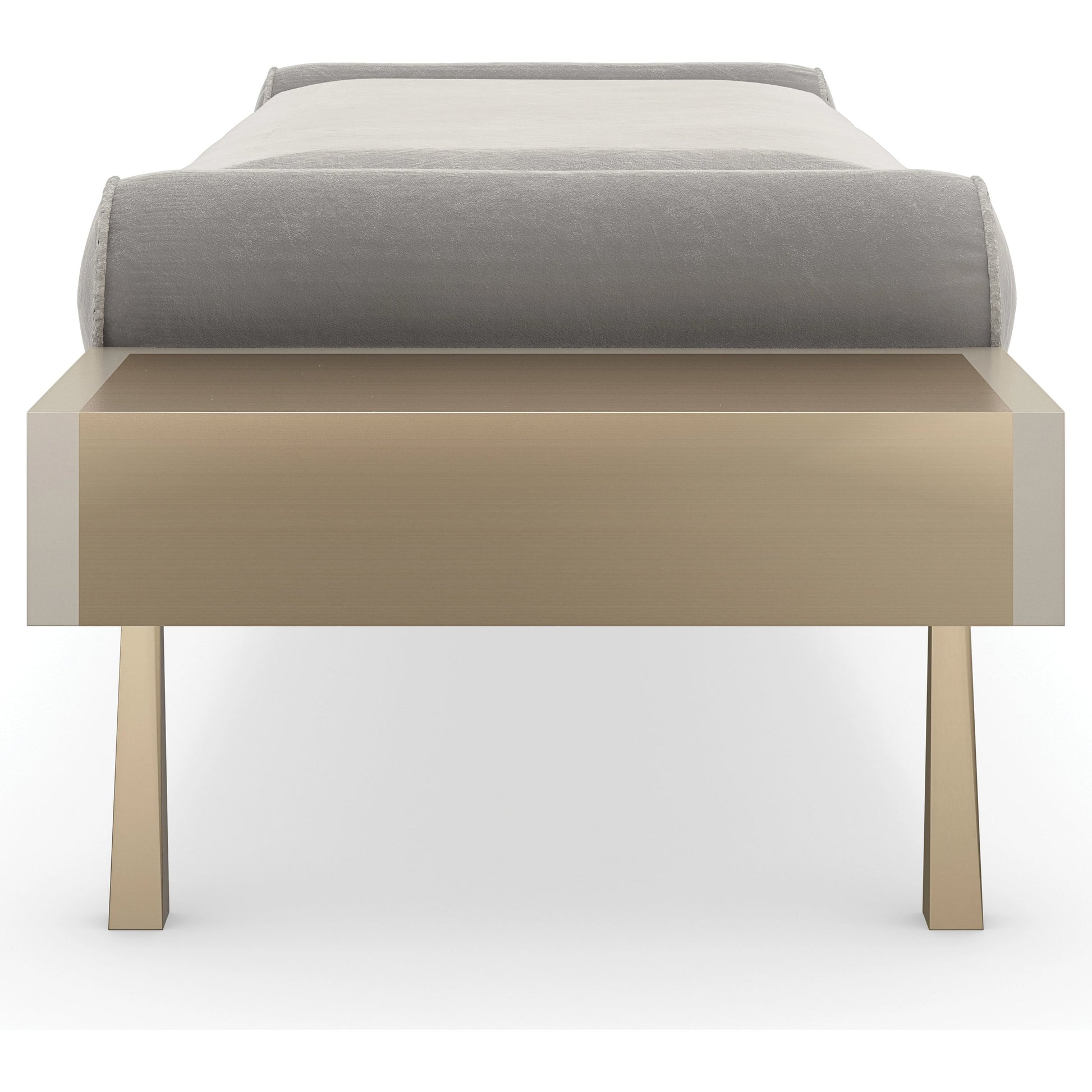 Roll Play Bench by Caracole in almond milk, champagne pearl, brushed gold. Made from poplar in a modern style.