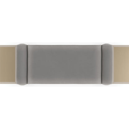 Roll Play Bench by Caracole in almond milk, champagne pearl, brushed gold. Made from poplar in a modern style.