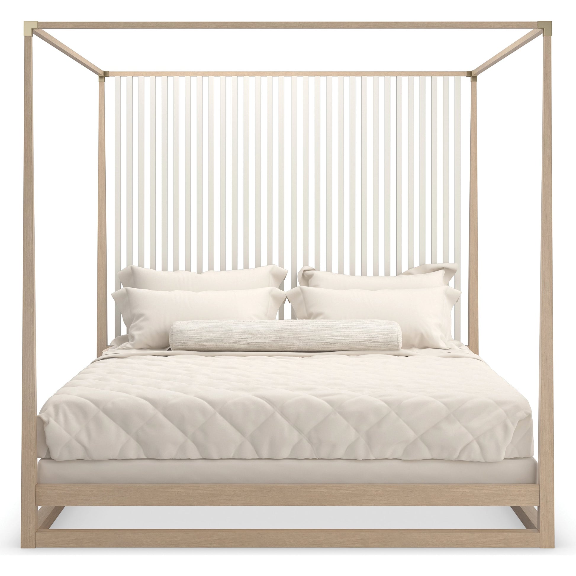Pinstripe Light Bed by Caracole in sun drenched oak, almond milk. Made from oak, quartersawn oak in a modern style.