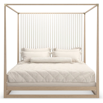 Pinstripe Light Bed by Caracole in sun drenched oak, almond milk. Made from oak, quartersawn oak in a modern style.