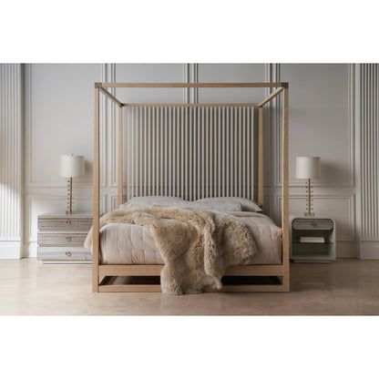 Pinstripe Light Bed by Caracole in sun drenched oak, almond milk. Made from oak, quartersawn oak in a modern style.