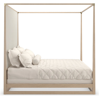 Pinstripe Light Bed by Caracole in sun drenched oak, almond milk. Made from oak, quartersawn oak in a modern style.
