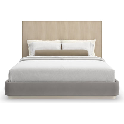 Dream Chaser Bed by Caracole in dry martini, cloud, brushed gold. Made from poplar, koto in a modern style.