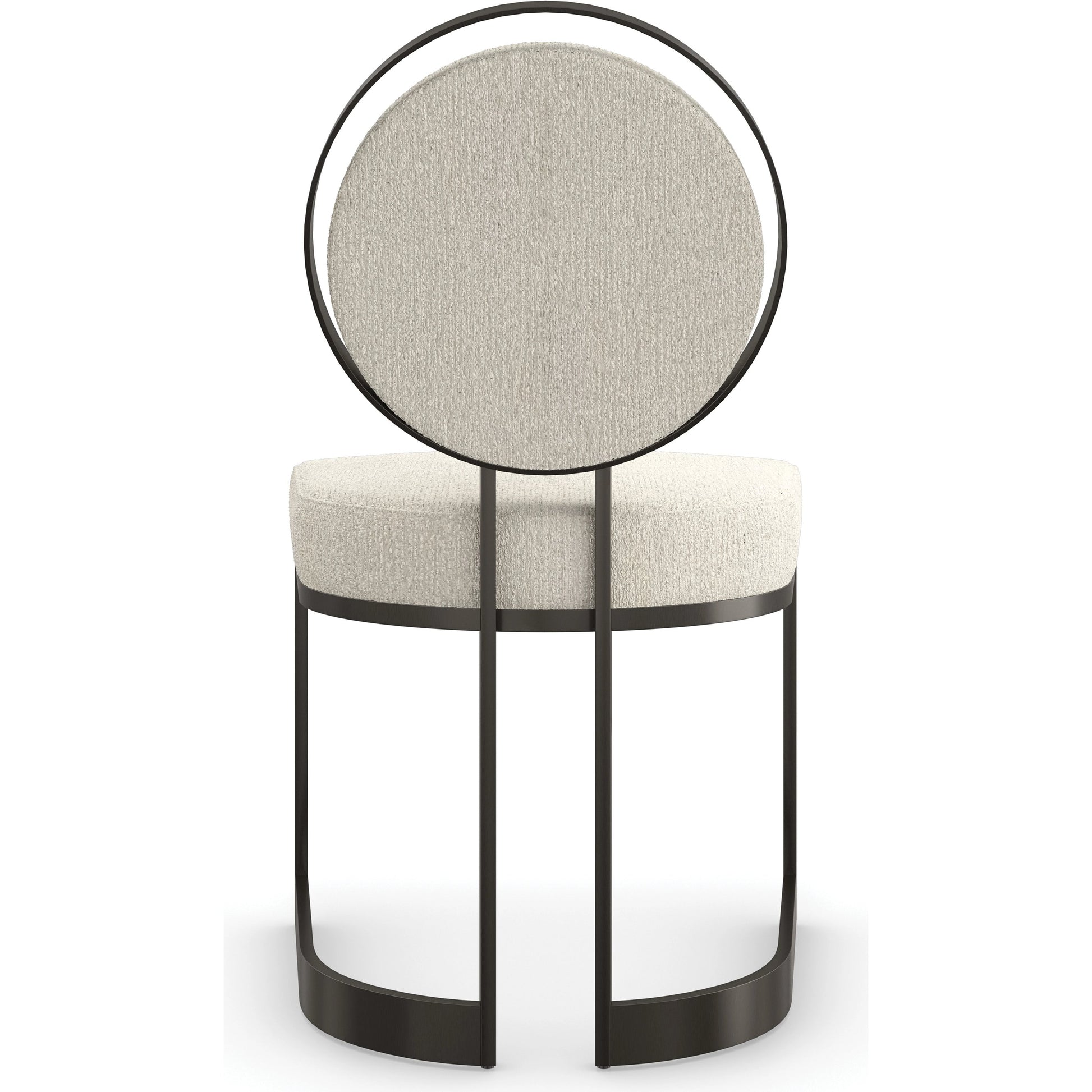 La Lune Dining Chair (Set of 2) by Caracole in ivory and chocolate bronze. Made from metal in a modern style.
