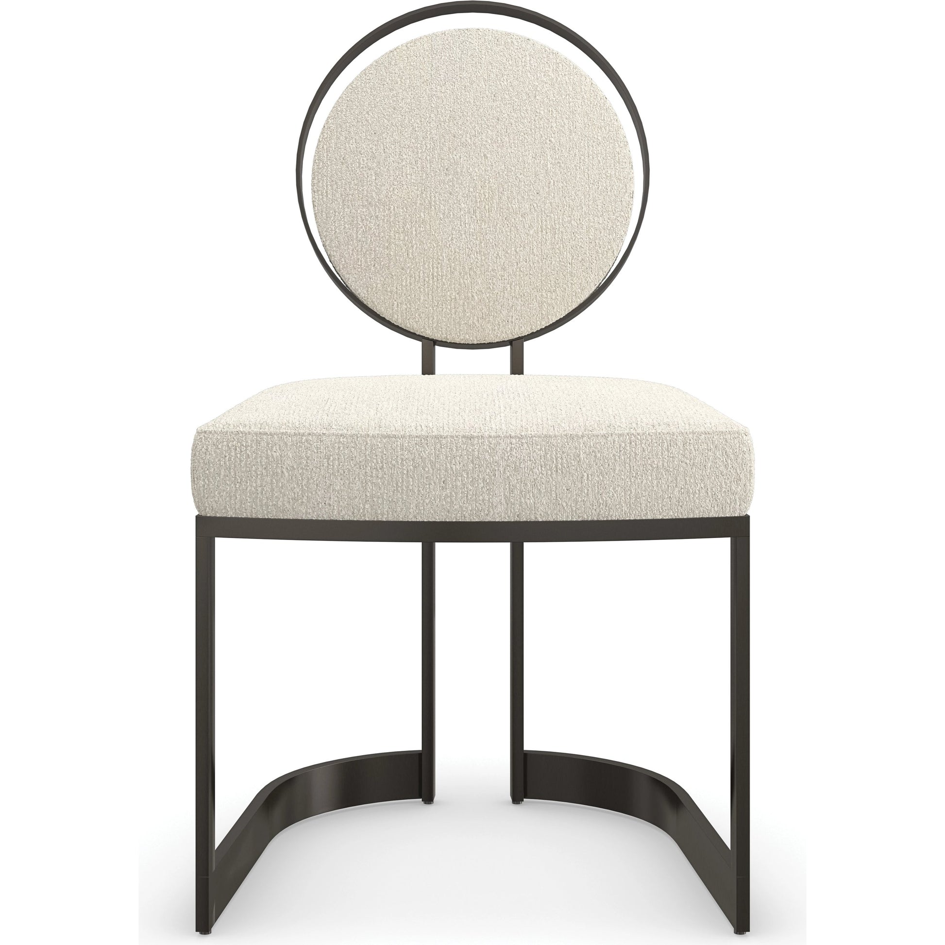 La Lune Dining Chair (Set of 2) by Caracole in ivory and chocolate bronze. Made from metal in a modern style.