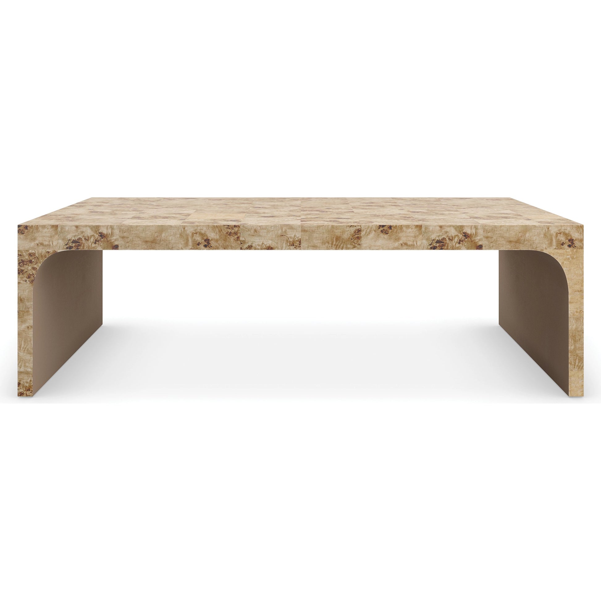 Burlesque Cocktail Table by Caracole in mappa burl, brazen bronze leaf. Made from asian hardwood, mappa burl in a modern style.