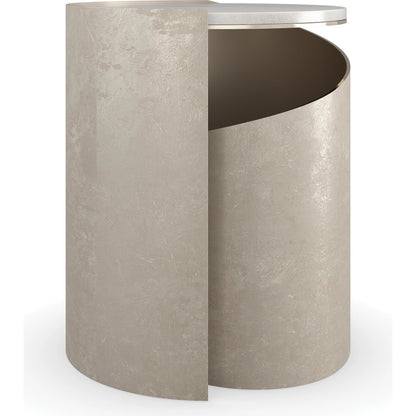 Nautilus Spot Table by Caracole in taupe silver leaf, whisper of gold. Made from metal, stone in a modern style.