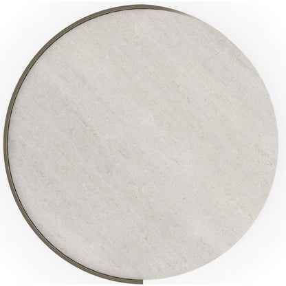 Nautilus Spot Table by Caracole in taupe silver leaf, whisper of gold. Made from metal, stone in a modern style.