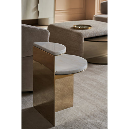 Touche' Light End Table by Caracole in white rhino and whisper of gold. Made from unique in a modern style.