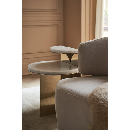 Touche' Light End Table by Caracole in white rhino and whisper of gold. Made from unique in a modern style.