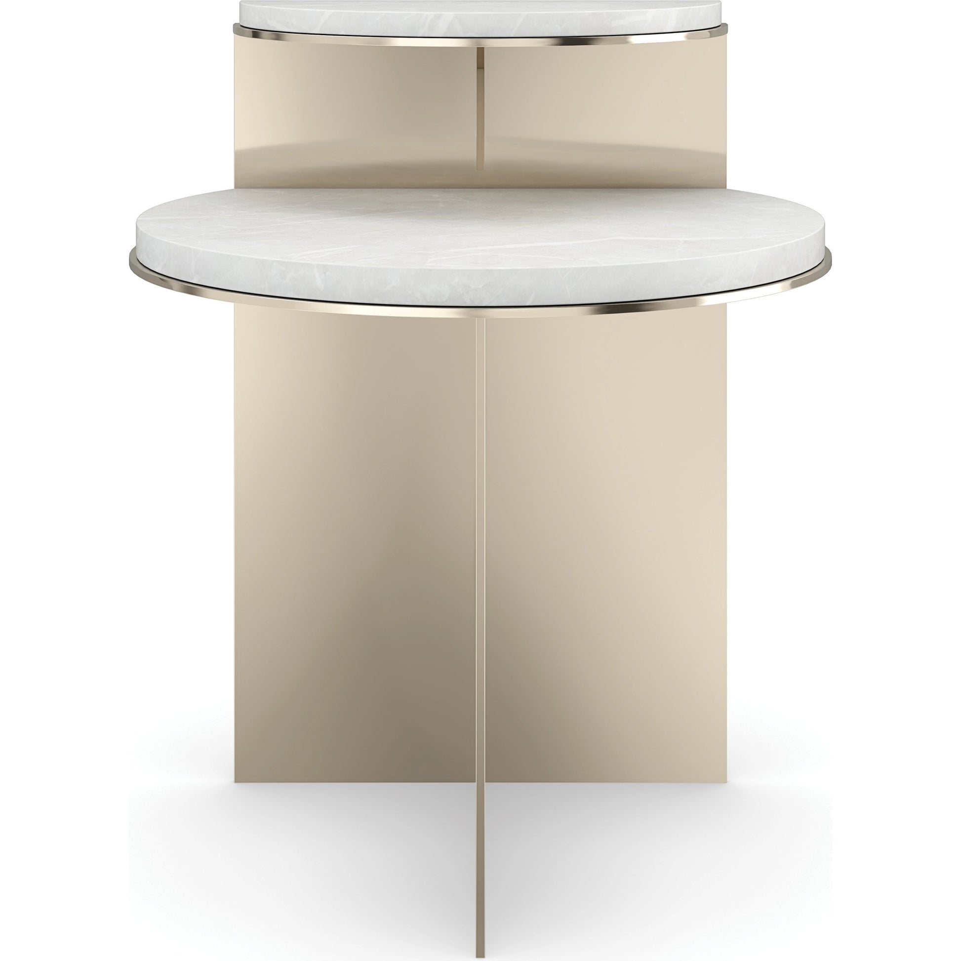 Touche' Light End Table by Caracole in white rhino and whisper of gold. Made from unique in a modern style.