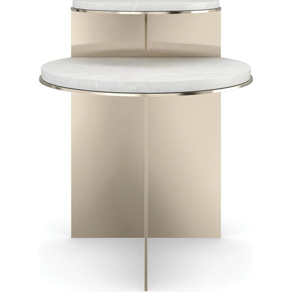 Touche' Light End Table by Caracole in white rhino and whisper of gold. Made from unique in a modern style.