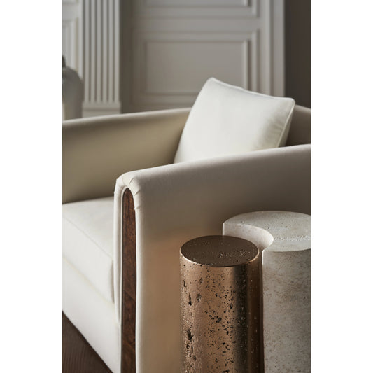 Sun and Moon Spot Table by Caracole in bronze leaf. Made from stone, resin in a modern style.