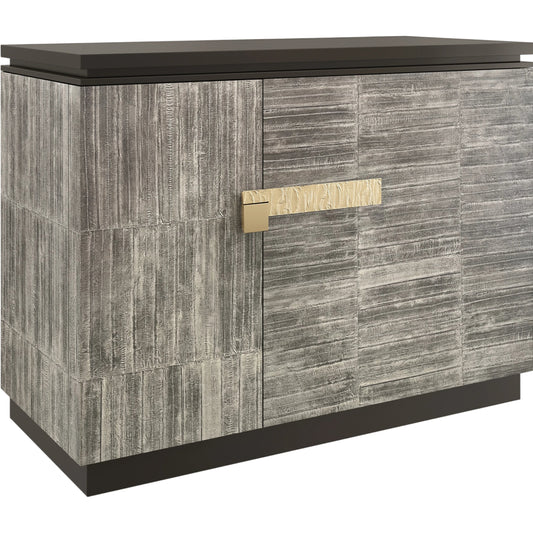Nigiri Chest by Caracole in dark chocolate, smoked unagi, brushed gold. Made from poplar in a modern style.