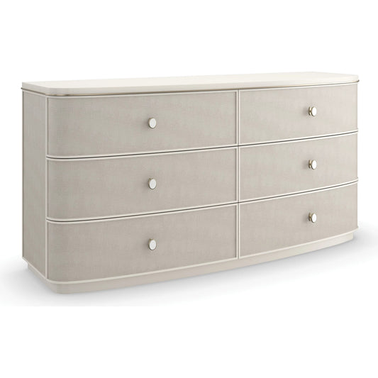 Lyon Dresser by Caracole in almond milk, brushed gold. Made from acacia, metal in a unique style.