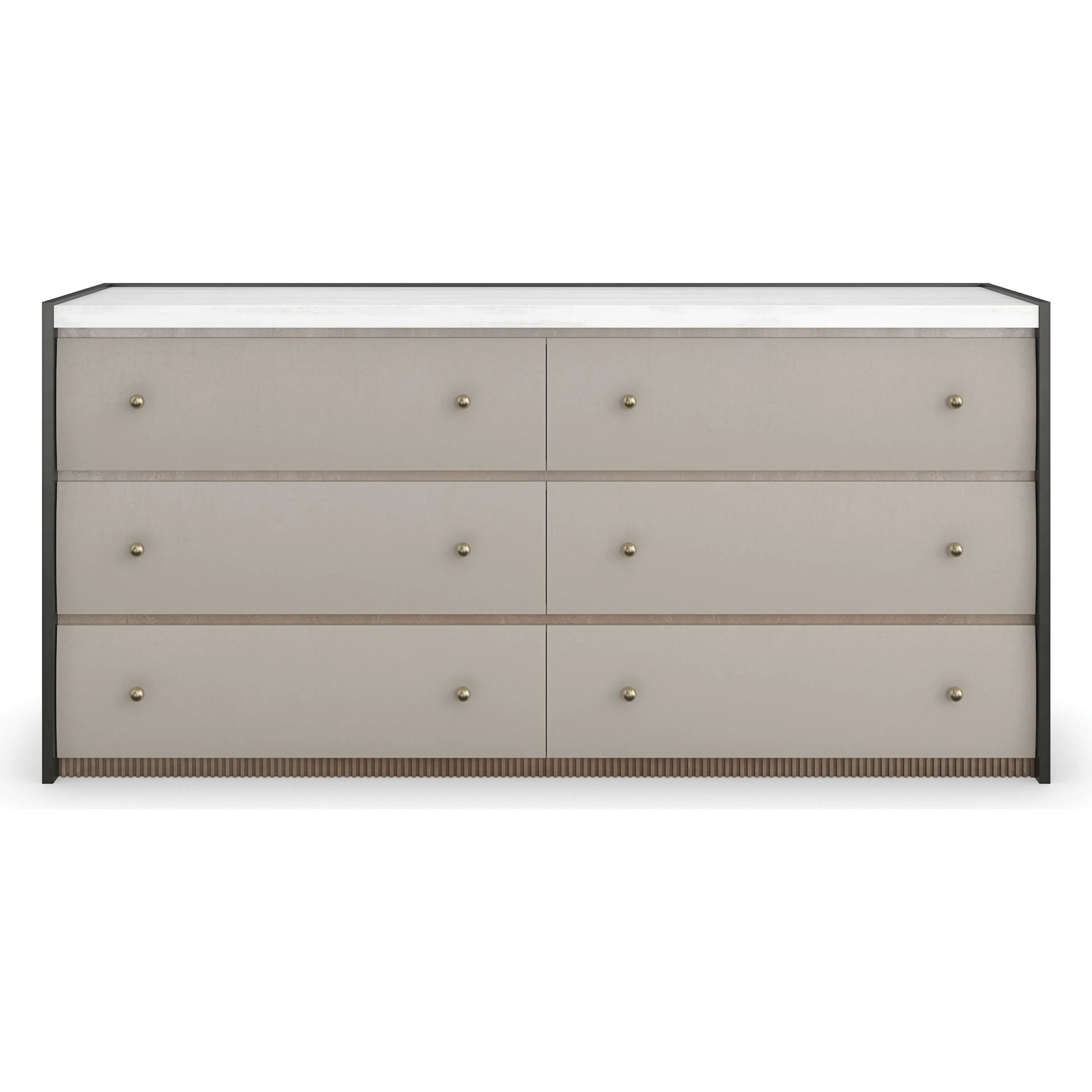 Avignon Bronze Dresser by Caracole in bronze and rockport burnished adobe, craftsman bronze paint, antique bronze leaf. Made from acacia, stone in a transitional style.