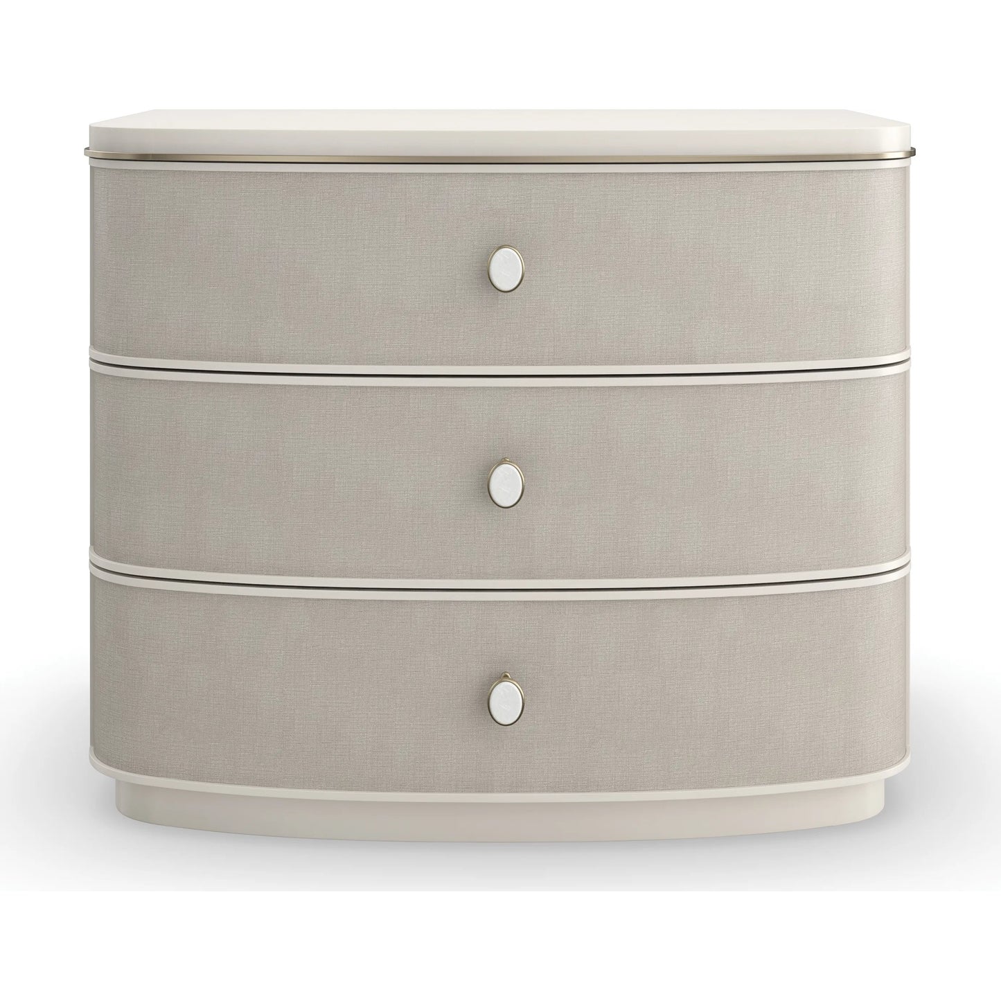 062 SI-2193784 | Additional Silo | Lyon Nightstand by Caracole in almond milk, brushed gold. Made from acacia, metal in a transitional style.