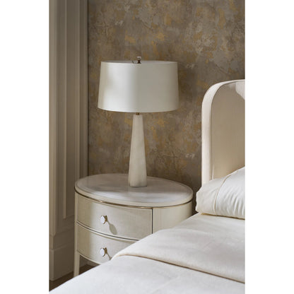 Bruges Nightstand by Caracole in almond milk, brushed gold. Made from acacia, marble, metal in a unique style.