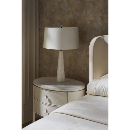 Bruges Nightstand by Caracole in almond milk, brushed gold. Made from acacia, marble, metal in a unique style.