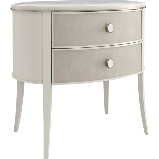 Bruges Nightstand by Caracole in almond milk, brushed gold. Made from acacia, marble, metal in a unique style.