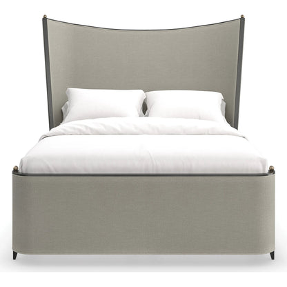 Provence Bed by Caracole in craftsman bronze paint, brushed gold. Made from asian hardwood in a transitional style.