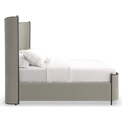 Provence Bed by Caracole in craftsman bronze paint, brushed gold. Made from asian hardwood in a transitional style.