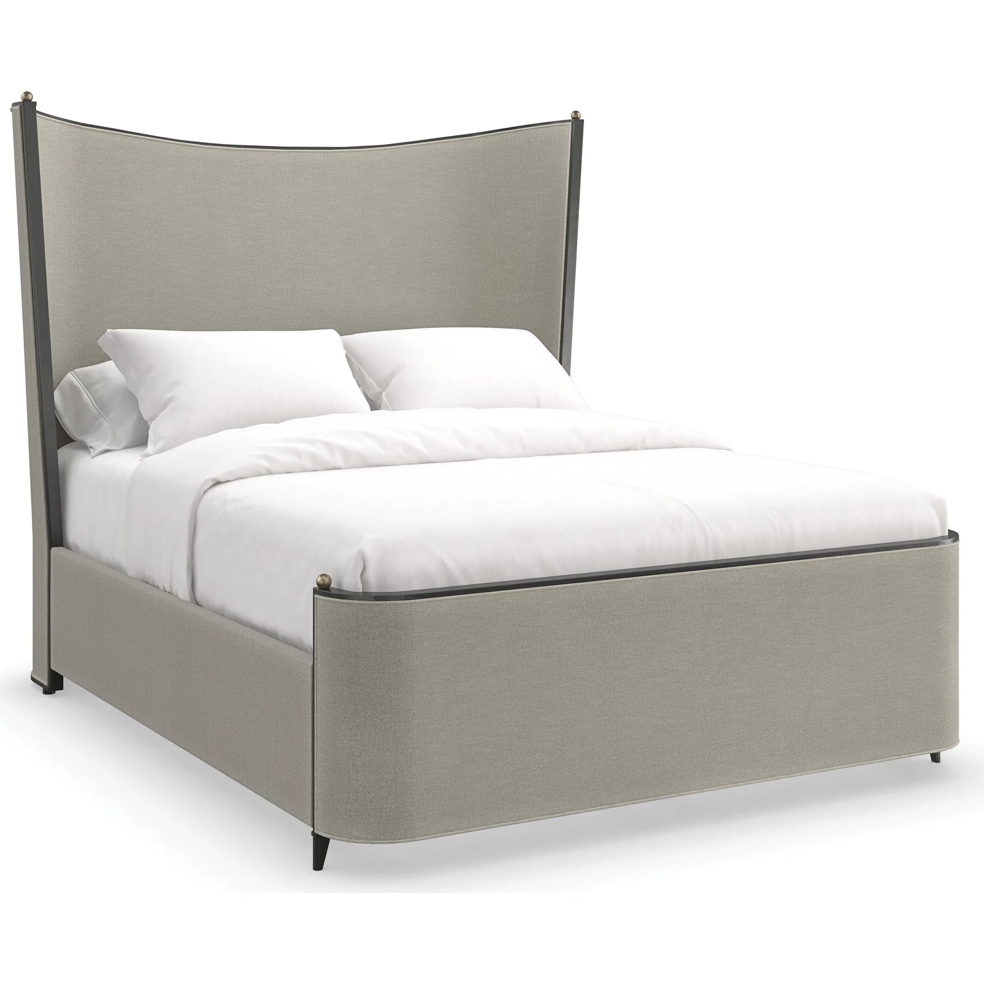 Provence Bed by Caracole in craftsman bronze paint, brushed gold. Made from asian hardwood in a transitional style.