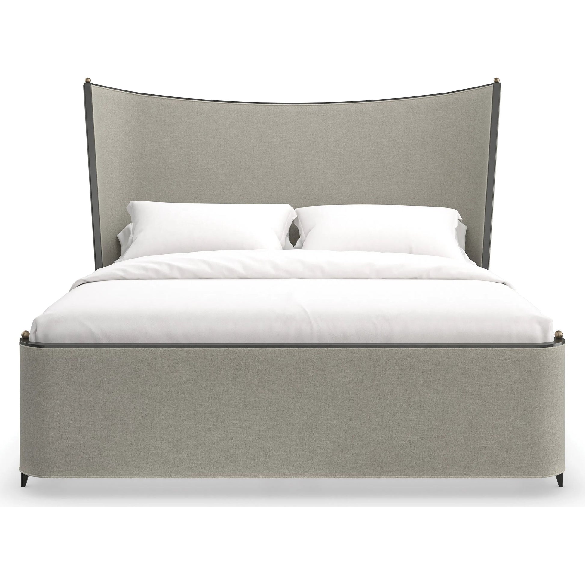 Provence Bed by Caracole in craftsman bronze paint, brushed gold. Made from asian hardwood in a transitional style.