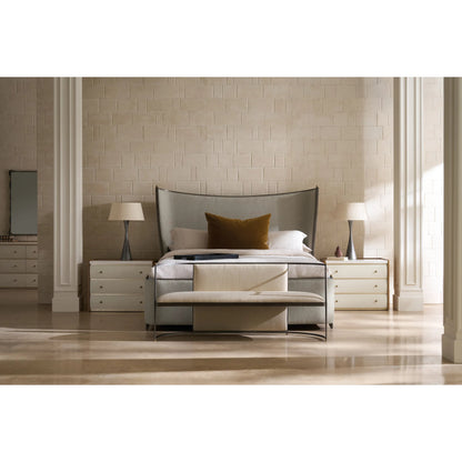 Provence Bed by Caracole in craftsman bronze paint, brushed gold. Made from asian hardwood in a transitional style.