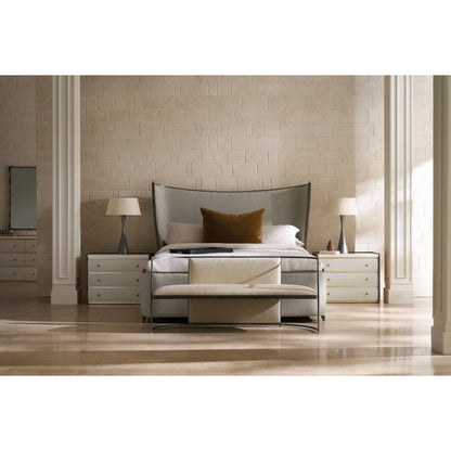 Provence Bed by Caracole in craftsman bronze paint, brushed gold. Made from asian hardwood in a transitional style.