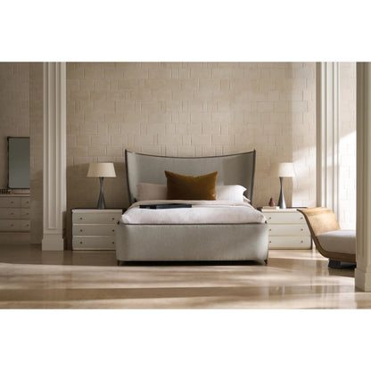 Provence Bed by Caracole in craftsman bronze paint, brushed gold. Made from asian hardwood in a transitional style.