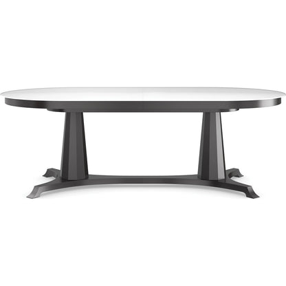 Bordeaux Dining Table by Caracole in almost black. Made from asian hardwood, acacia, glass, birch in a unique style.