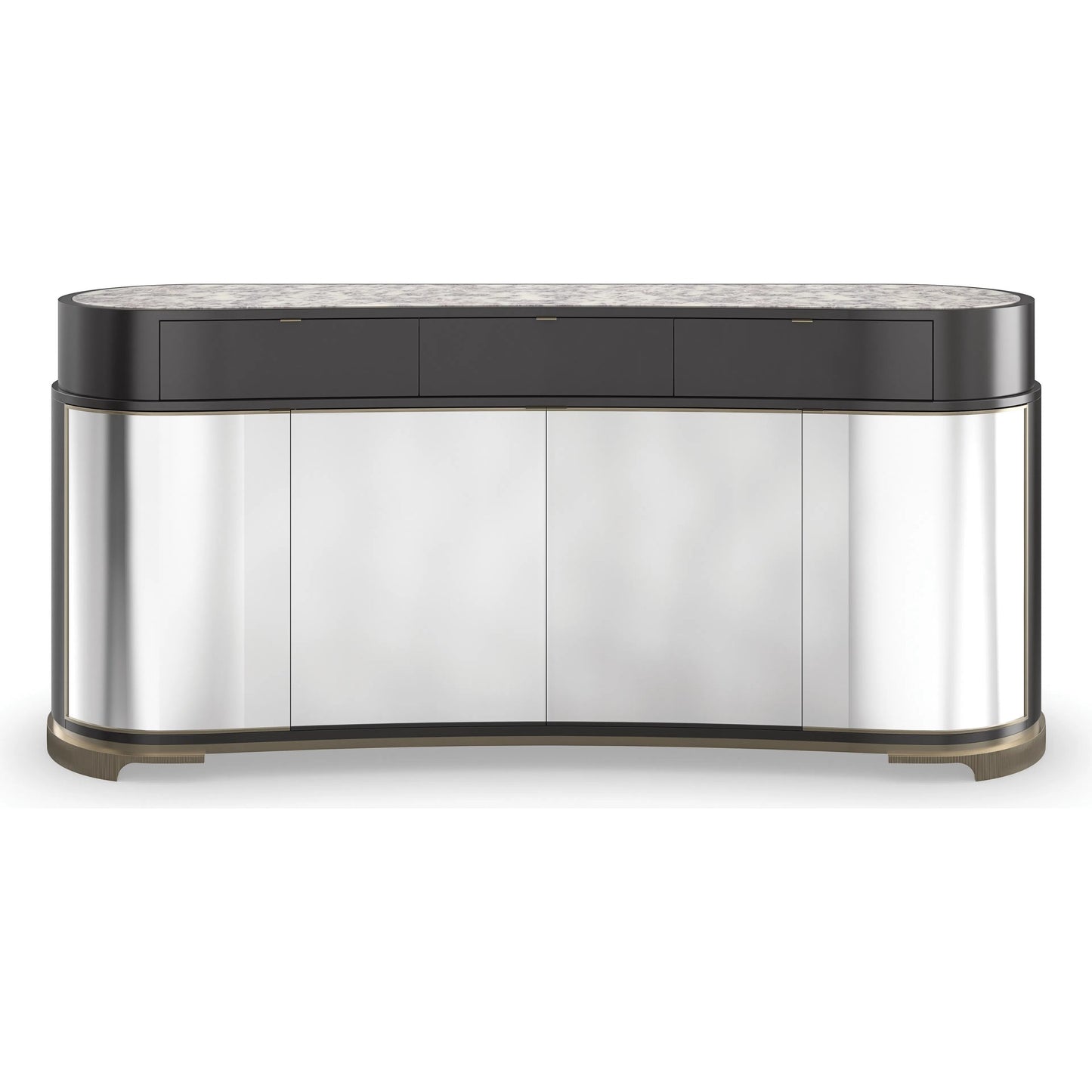 073 SI-2193798 | Additional Silo | Glace Sideboard by Caracole in almost black, polished silver, brushed gold, brushed gold paint. Made from acacia, stone, metal, birch in a modern style.
