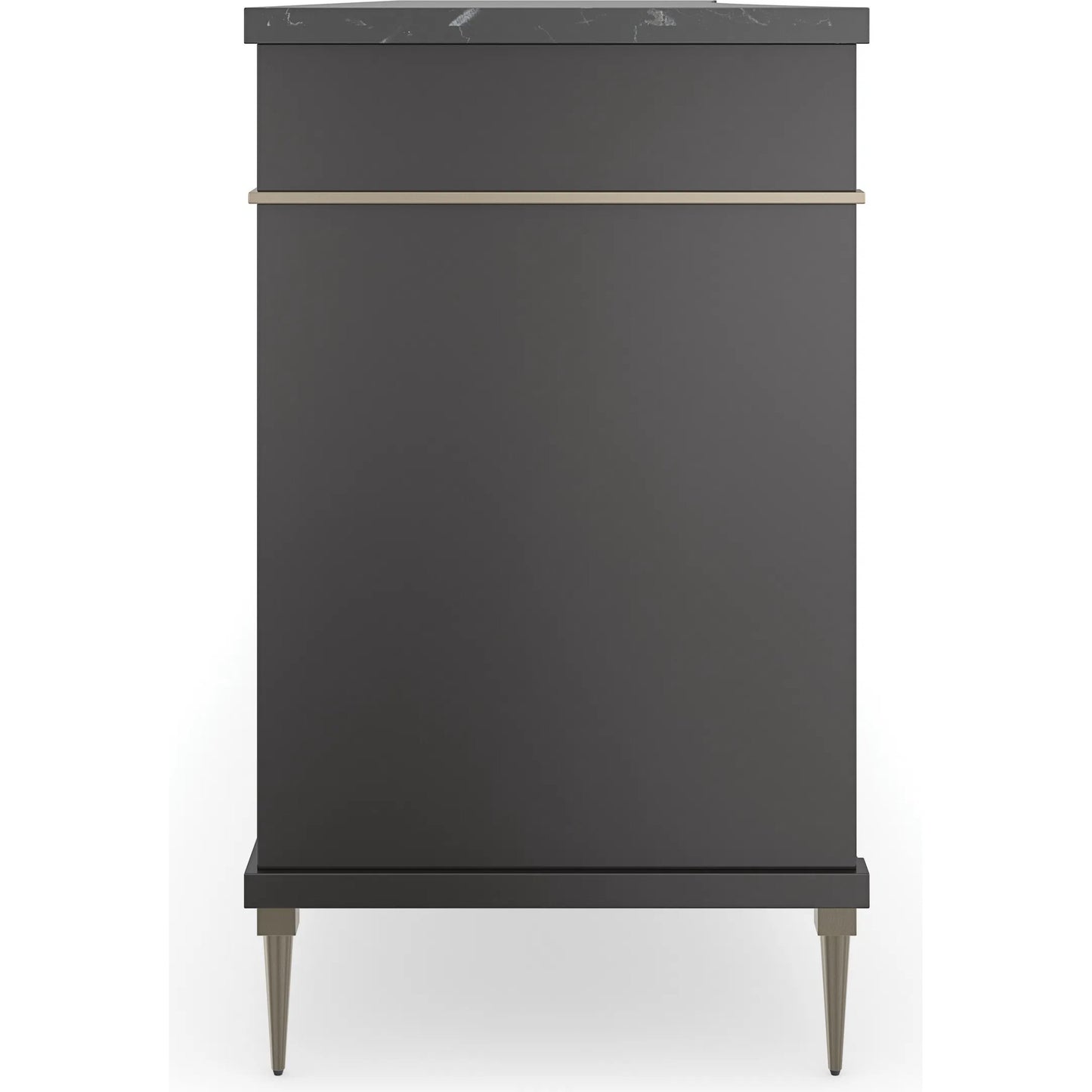 002 SI-2193799 | Additional Silo | Noir Sideboard by Caracole in almost black, gray gables, brushed gold. Made from asian hardwood, stone, metal, elegant tiger maple in a modern style.