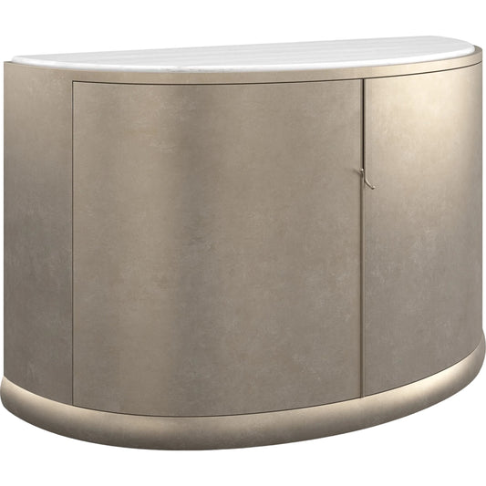 Meridian Sideboard by Caracole in sunrise frost, golden blonde leaf. Made from asian hardwood, stone, birch in a unique style.