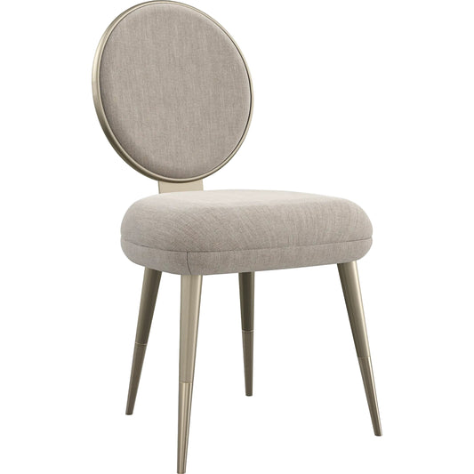 Apollo Side Chair by Caracole in brushed whisper of gold, twinkling argent. Made from asian hardwood in a unique style.