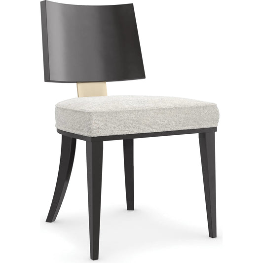 Champagne Side Chair by Caracole in champagne and almost black, brushed gold. Made from asian hardwood in a unique style.