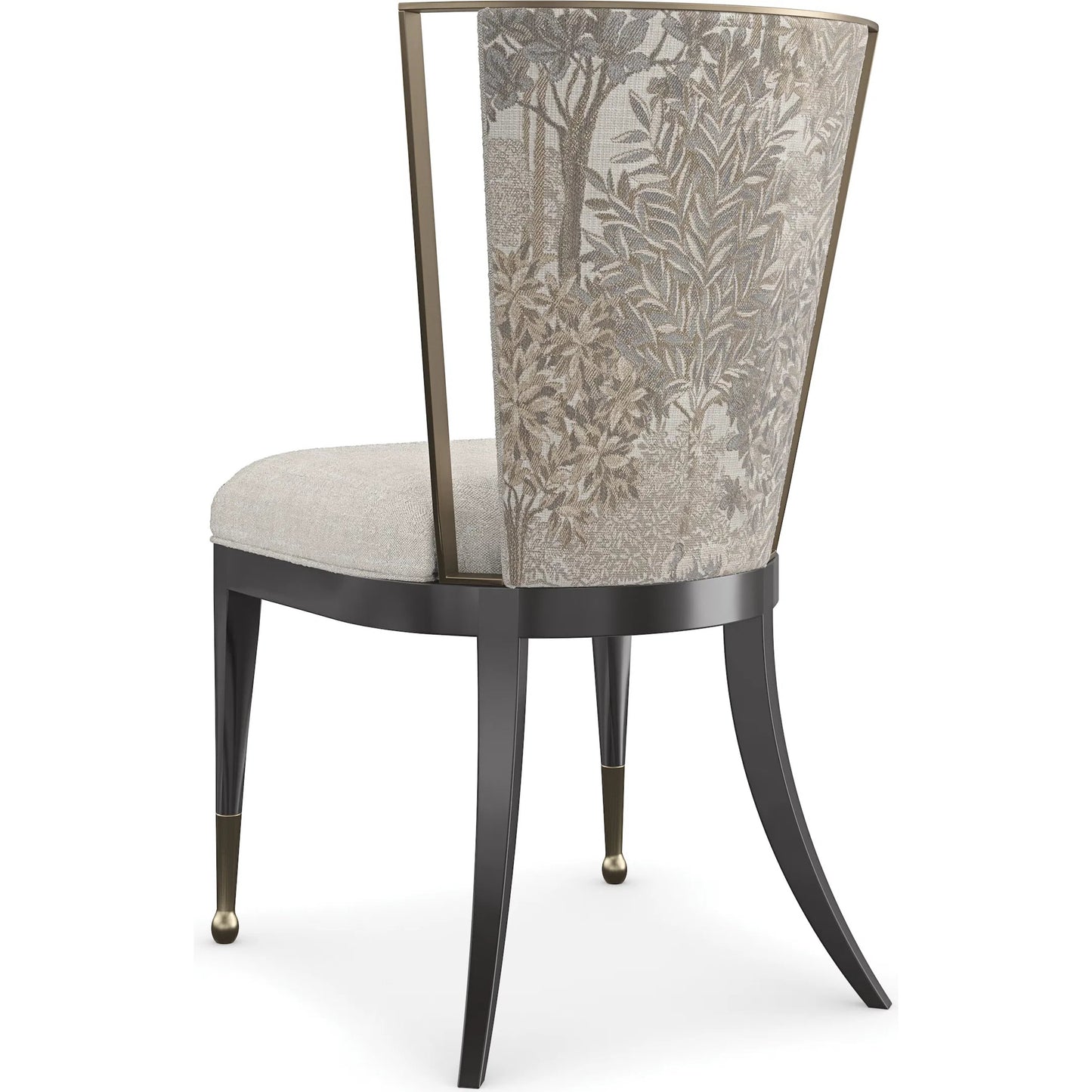 002 SI-2193803 | Additional Silo | Astoria Side Chair by Caracole in almost black, brushed gold. Made from asian hardwood in a transitional style.