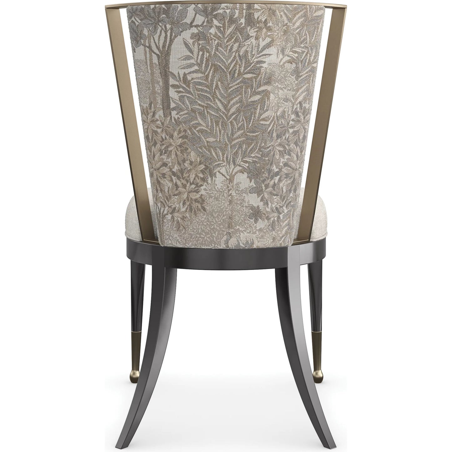 004 SI-2193803 | Additional Silo | Astoria Side Chair by Caracole in almost black, brushed gold. Made from asian hardwood in a transitional style.