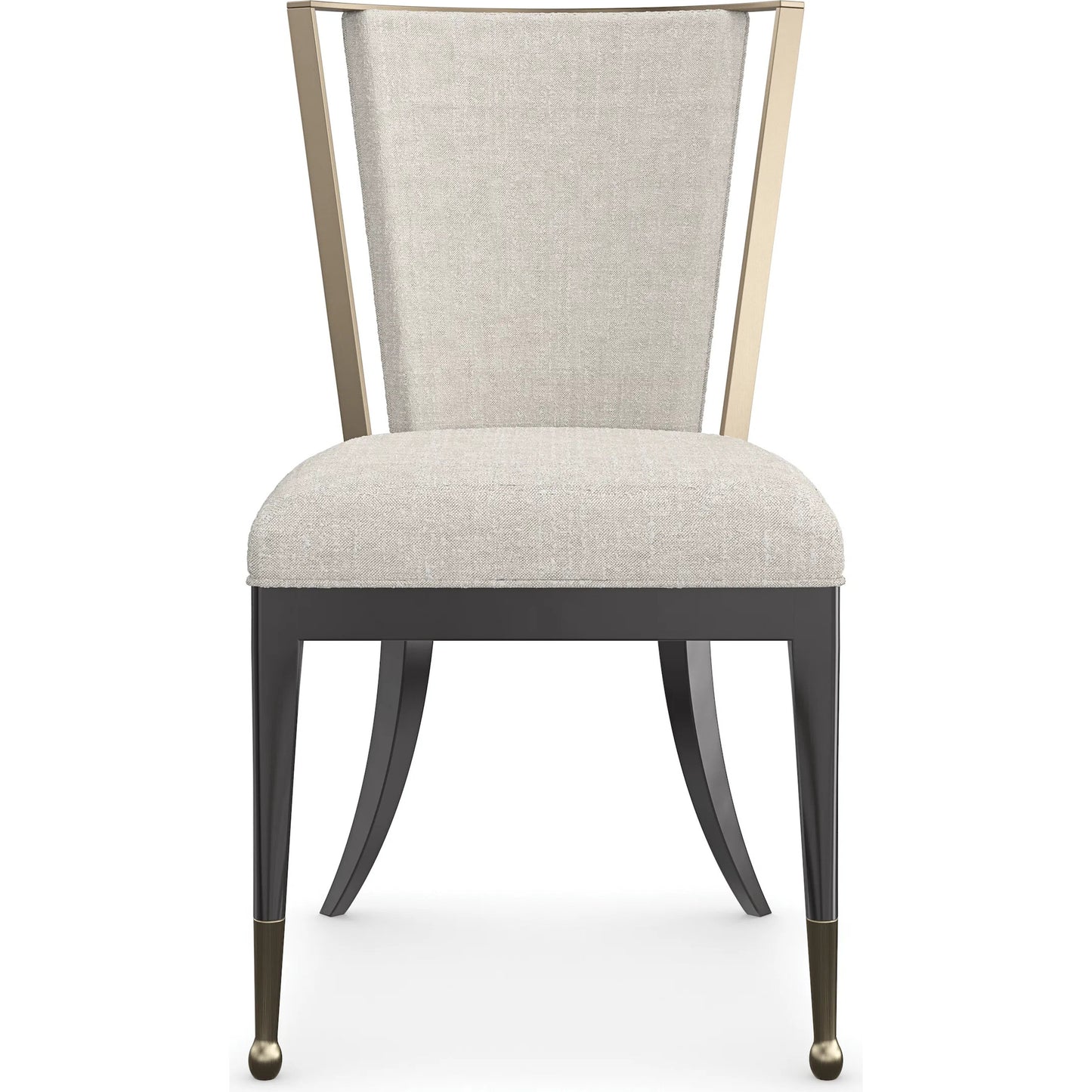 005 SI-2193803 | Additional Silo | Astoria Side Chair by Caracole in almost black, brushed gold. Made from asian hardwood in a transitional style.